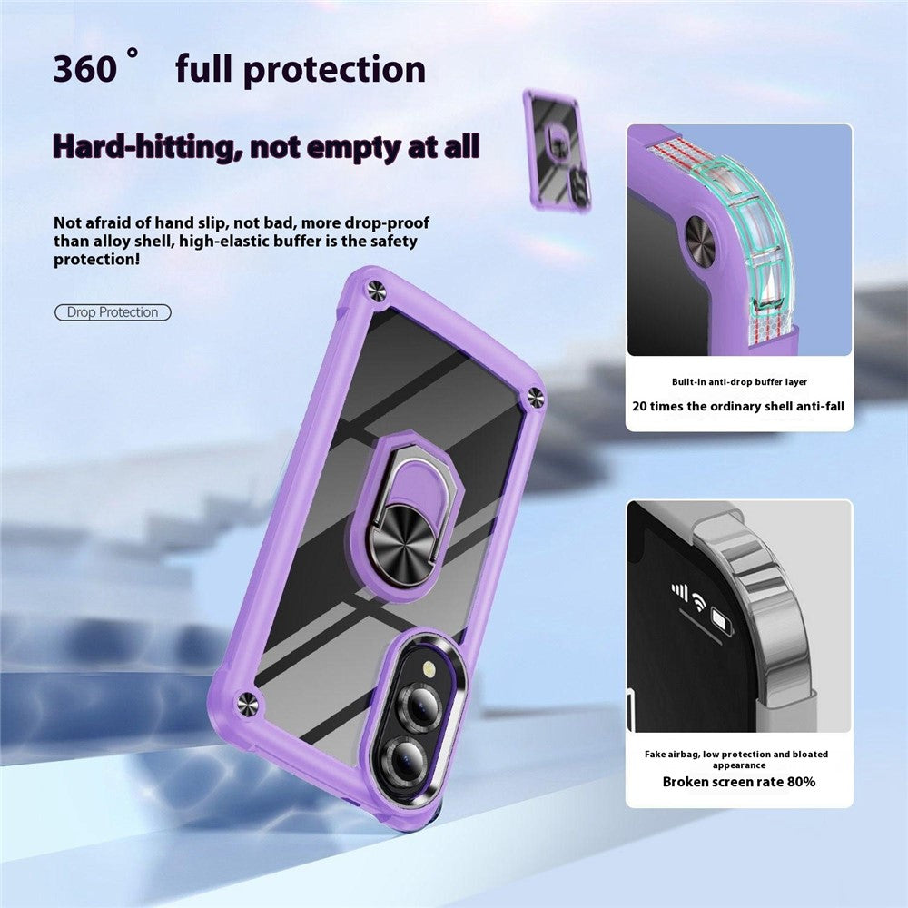 For Samsung Galaxy S25 Edge Case Alloy Lens Frame PC + TPU Kickstand Phone Back Cover