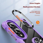 For Samsung Galaxy S25 Edge Case Alloy Lens Frame PC + TPU Kickstand Phone Back Cover