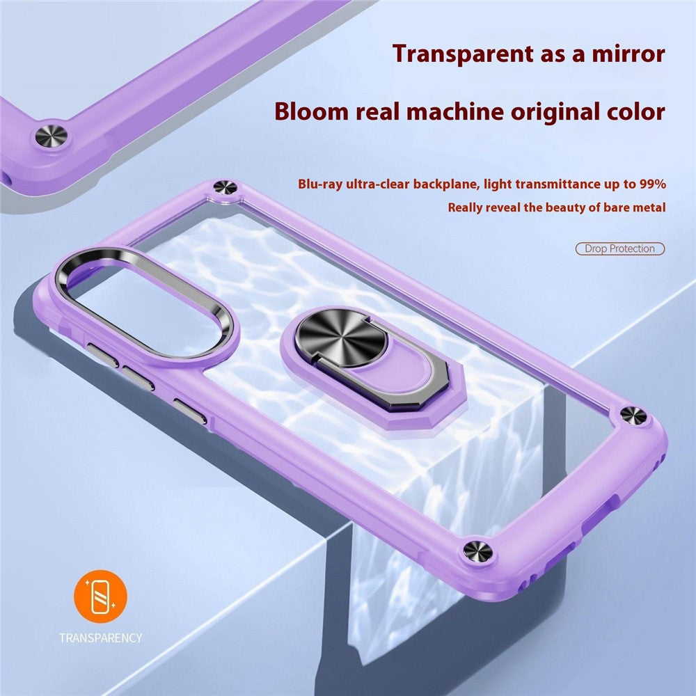 For Samsung Galaxy S25 Edge Case Alloy Lens Frame PC + TPU Kickstand Phone Back Cover