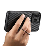 SUTENI G3 Til iPhone 14 Pro Magnetisk Etui Roterende Støtteben Kulfiber Tekstur Læder Telefon Bagcover