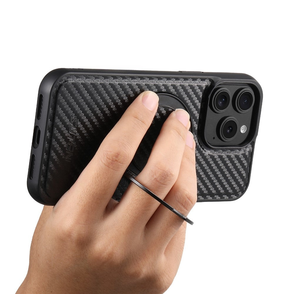 SUTENI G3 Til iPhone 14 Pro Magnetisk Etui Roterende Støtteben Kulfiber Tekstur Læder Telefon Bagcover