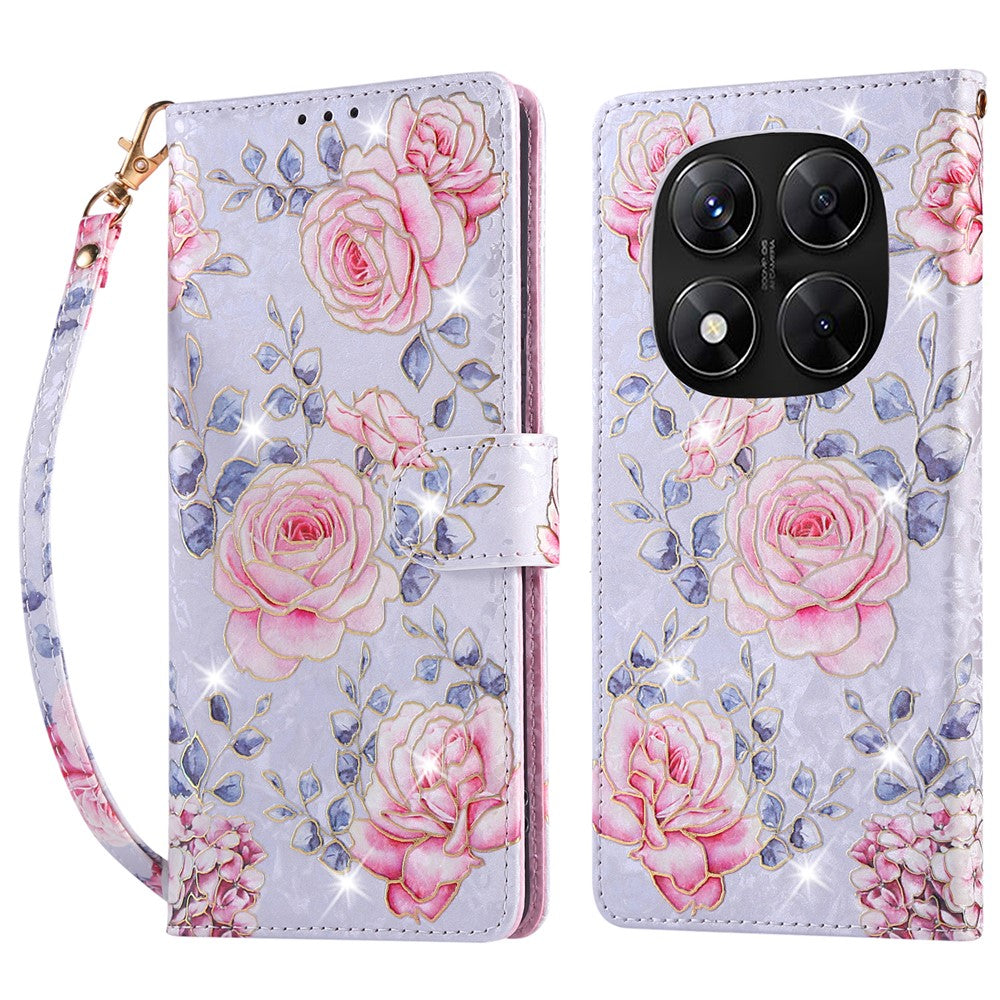 For Xiaomi Redmi Note 14 Pro 5G / Poco X7 5G Case RFID Blocking Flower Leather Phone Cover