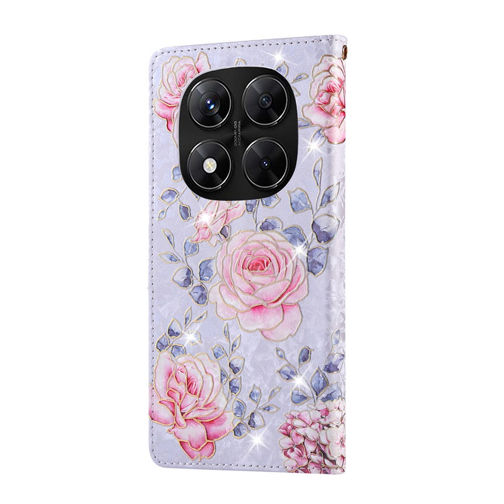 For Xiaomi Redmi Note 14 Pro 5G / Poco X7 5G Case RFID Blocking Flower Leather Phone Cover