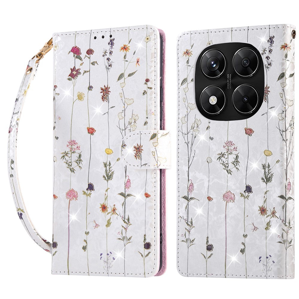 For Xiaomi Redmi Note 14 Pro 5G / Poco X7 5G Case RFID Blocking Flower Leather Phone Cover