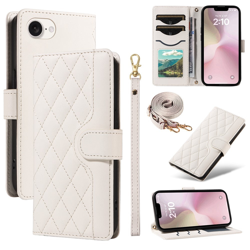 For iPhone 17th / 16th Wallet Case Rhombus Leather Phone Cover