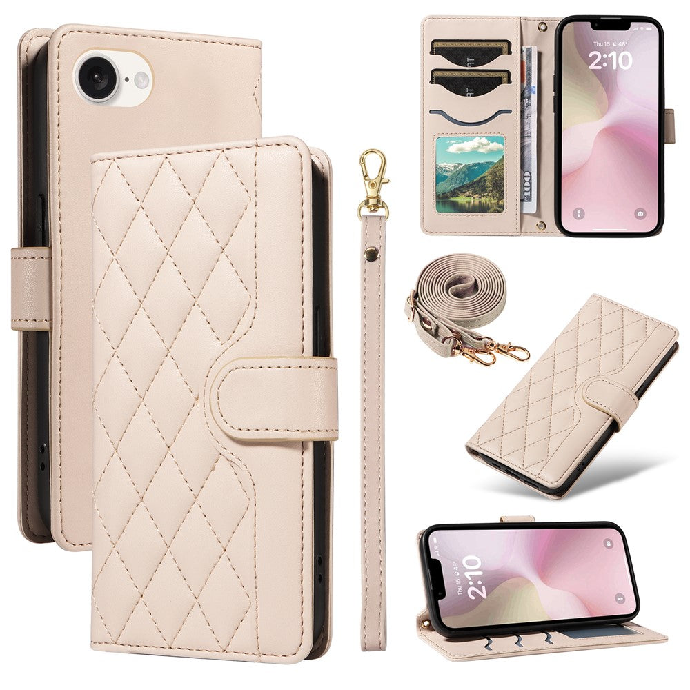 For iPhone 17th / 16th Wallet Case Rhombus Leather Phone Cover