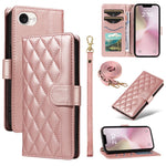 For iPhone 17th / 16th Wallet Case Rhombus Leather Phone Cover