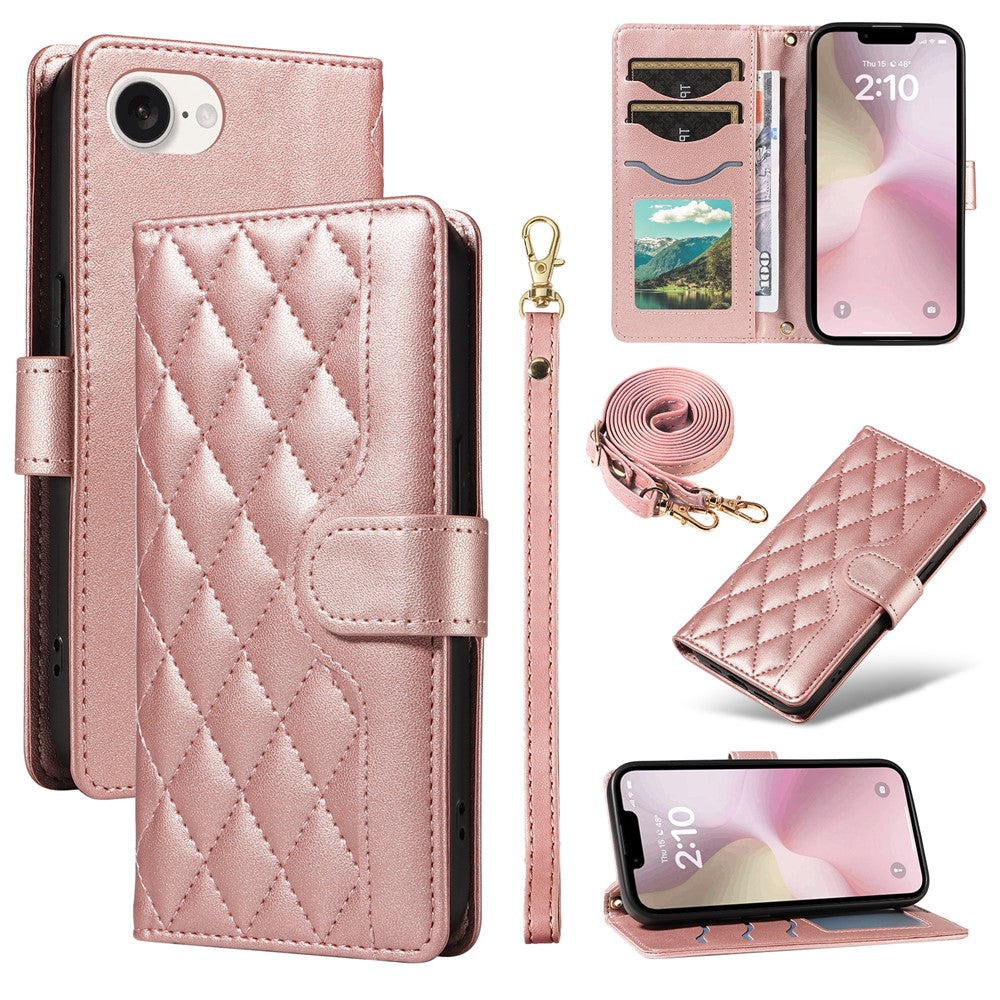 For iPhone 17th / 16th Wallet Case Rhombus Leather Phone Cover