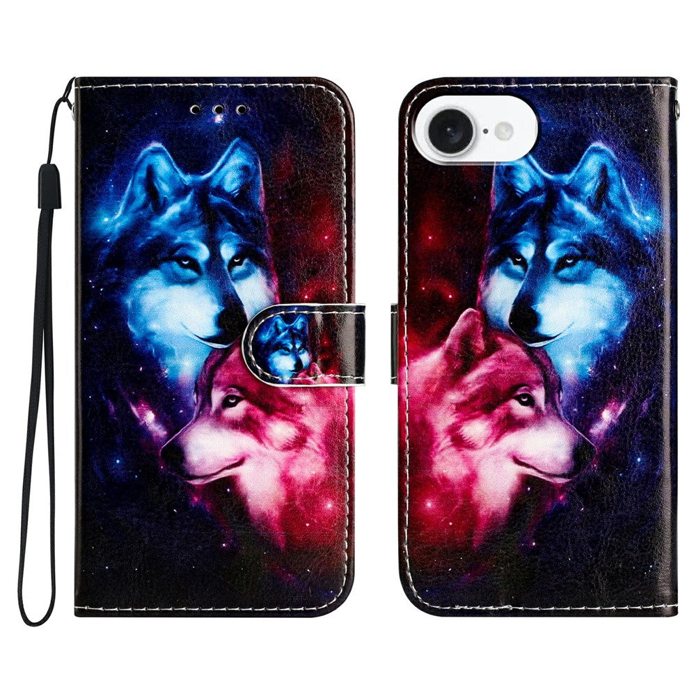 Til iPhone 17e / 16e Pung Etui med Trykt Mønster Design Læder Telefoncover