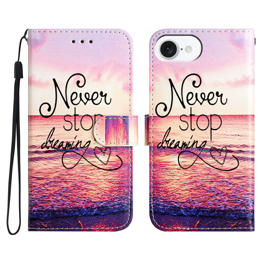 Til iPhone 17e / 16e Pung Etui med Trykt Mønster Design Læder Telefoncover