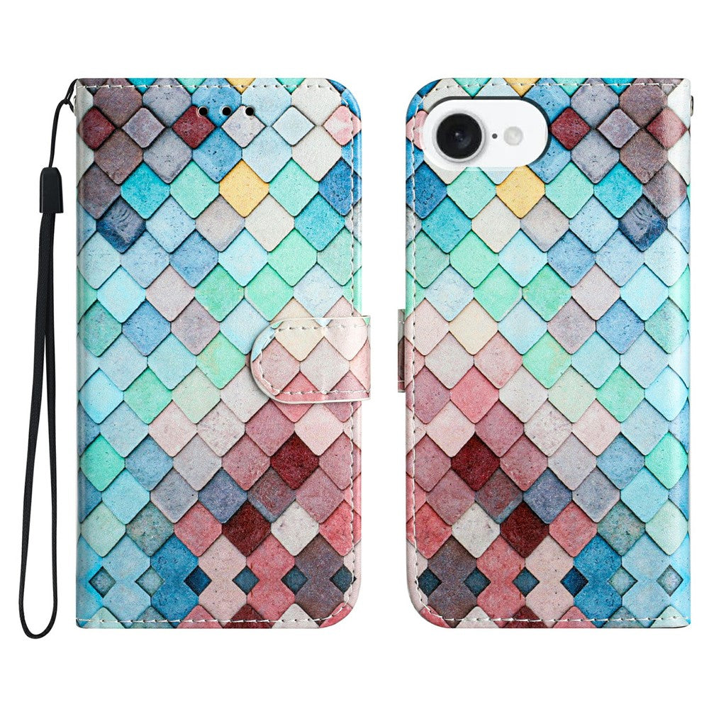 Til iPhone 17e / 16e Pung Etui med Trykt Mønster Design Læder Telefoncover
