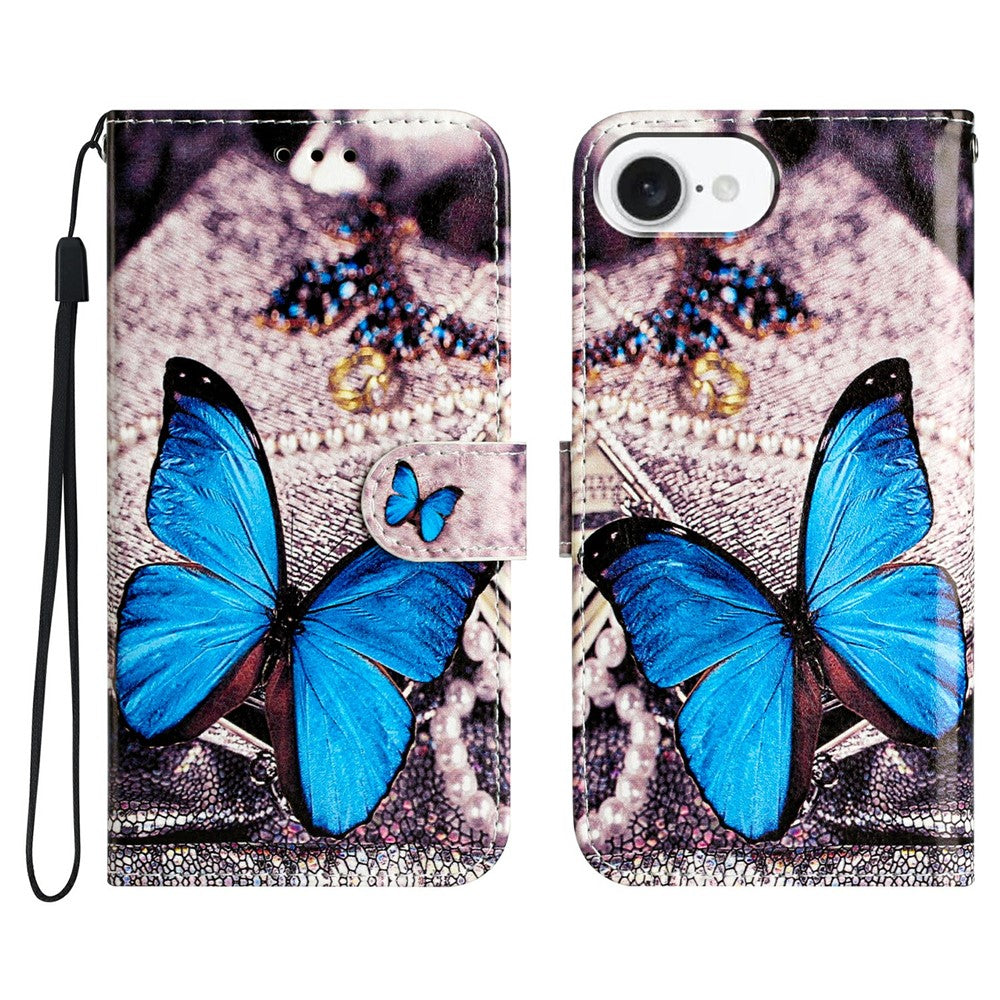 Til iPhone 17e / 16e Pung Etui med Trykt Mønster Design Læder Telefoncover