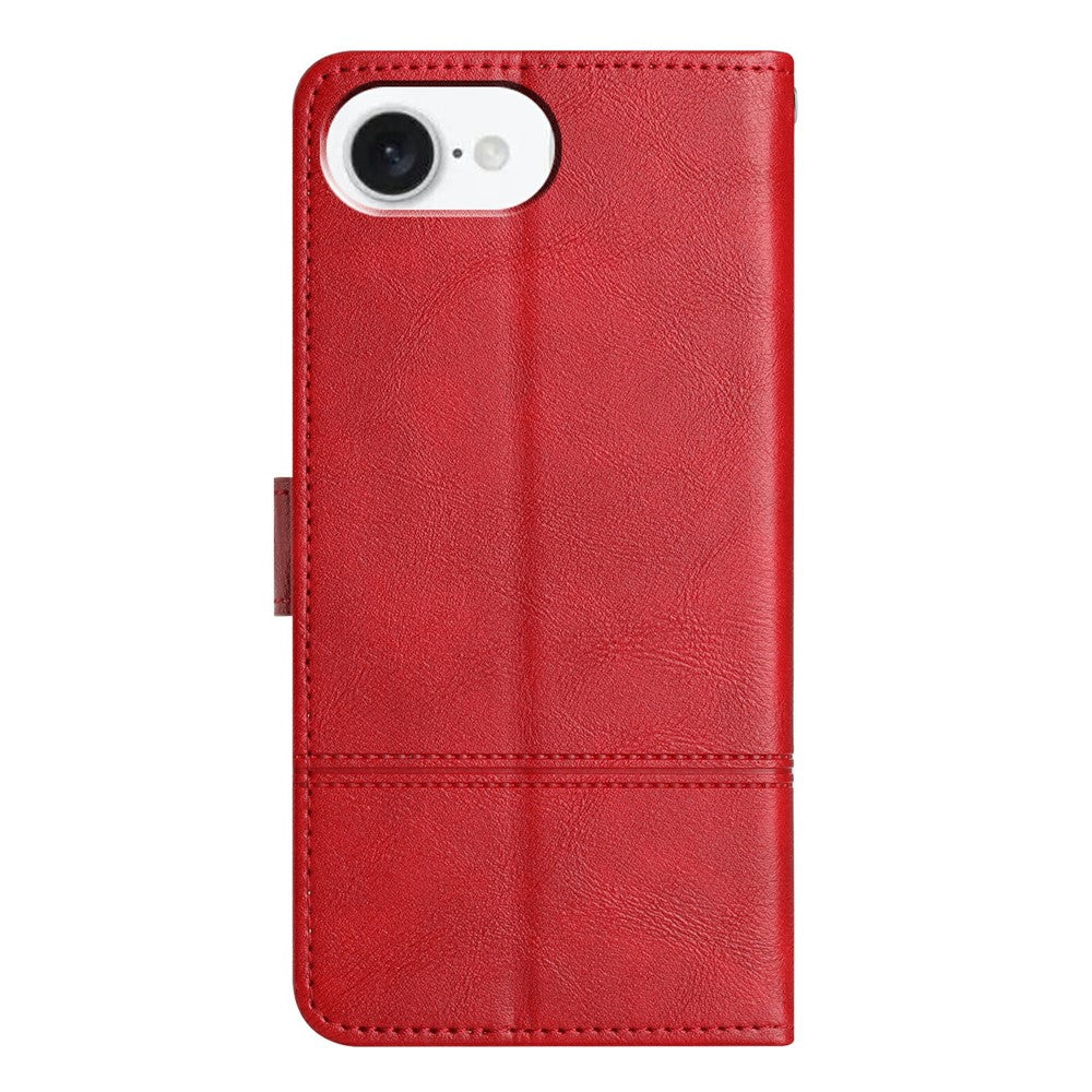 For iPhone 17th / 16th Case Line Imprinted PU Leather Wallet Phone Cover