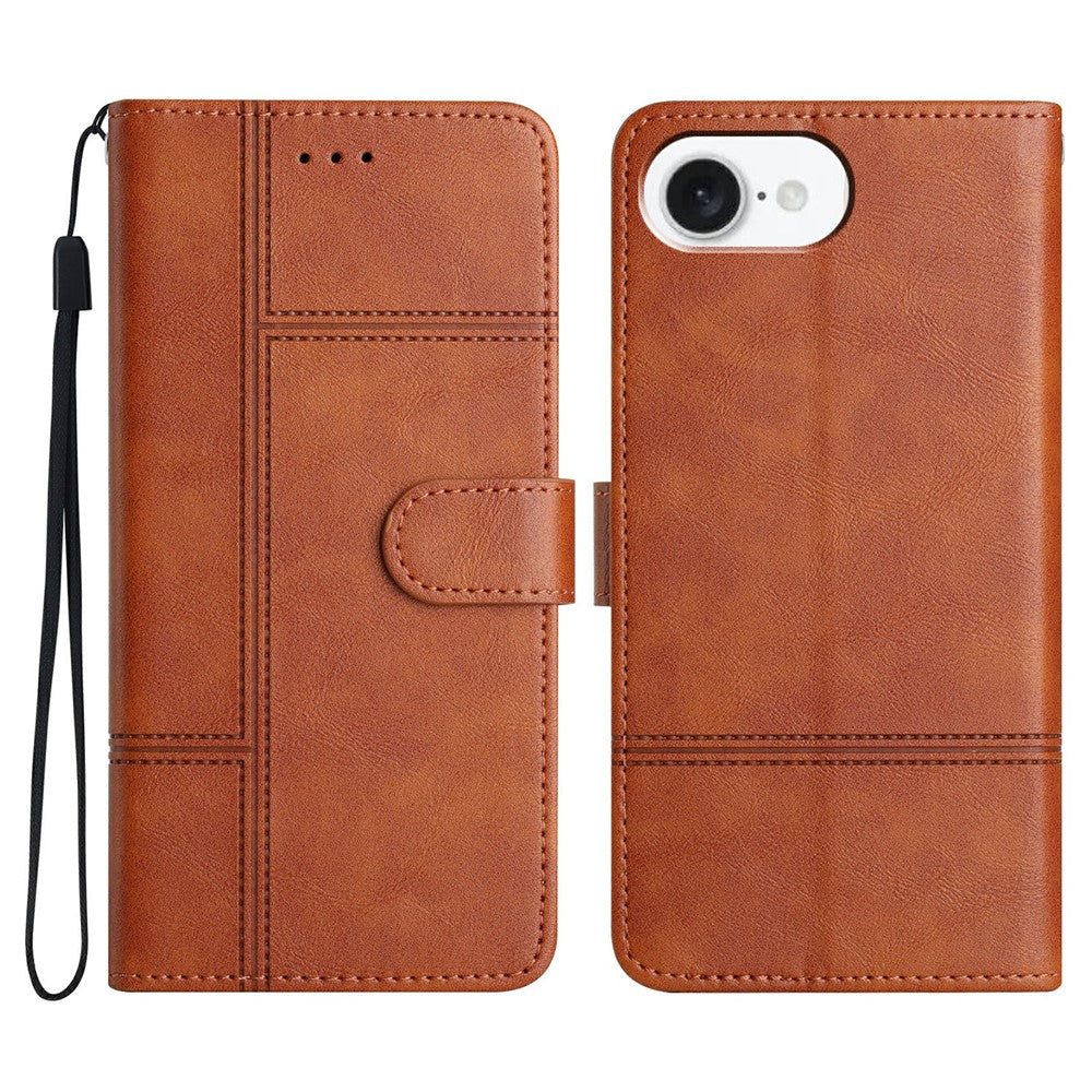 For iPhone 17th / 16th Case Line Imprinted PU Leather Wallet Phone Cover