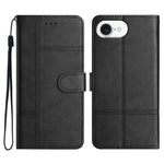 For iPhone 17th / 16th Case Line Imprinted PU Leather Wallet Phone Cover