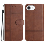 For iPhone 17th / 16th Case Line Imprinted PU Leather Wallet Phone Cover