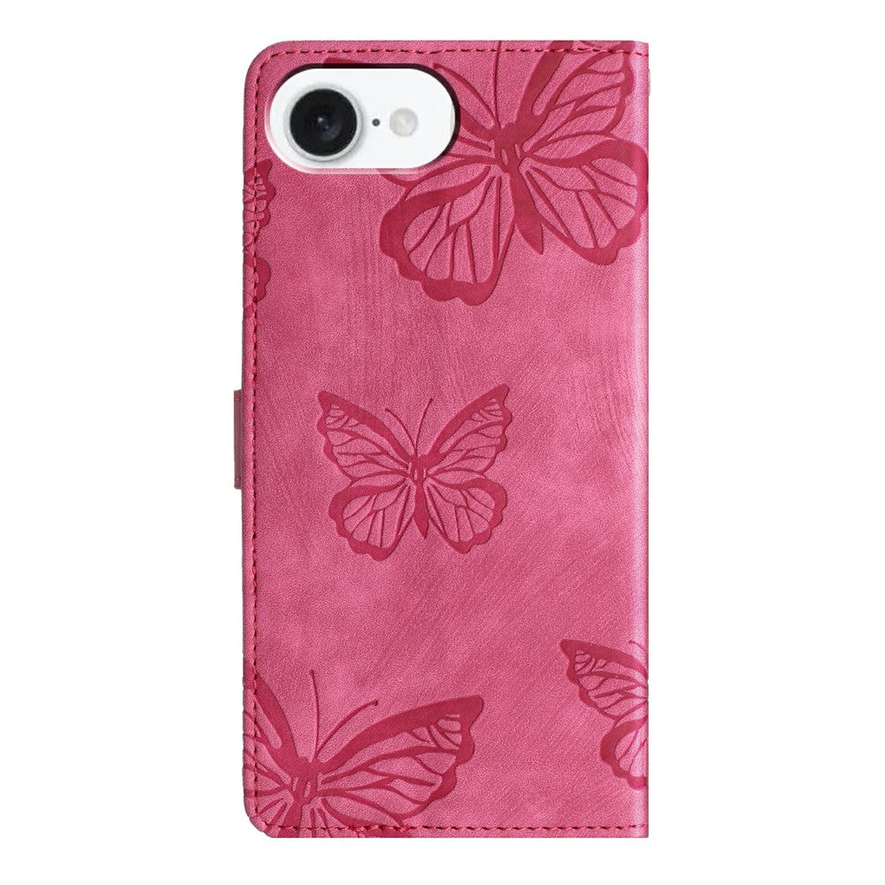 For iPhone 17th / 16th Case Butterfly Design Flip Wallet Leather Phone Cover Skin-Touch