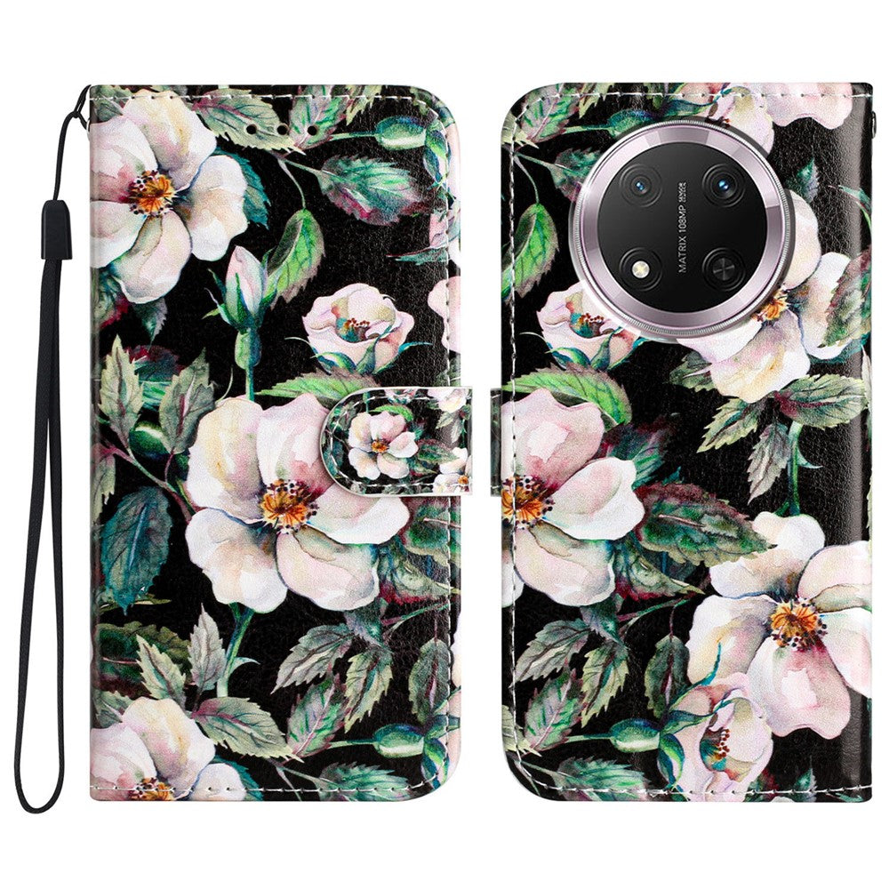 Pungcover til Honor X9c 5G / Magic7 Lite 5G / X60 Pro 5G med trykt mønster i læder