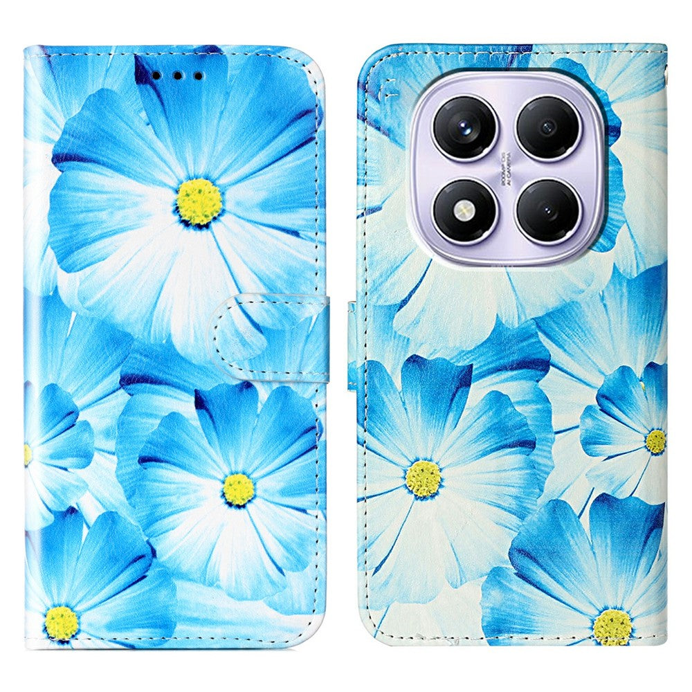 For Xiaomi Redmi Note 14 Pro 4G Case Marble Painted Wallet Stand Folio Leather Cover with Flip Design