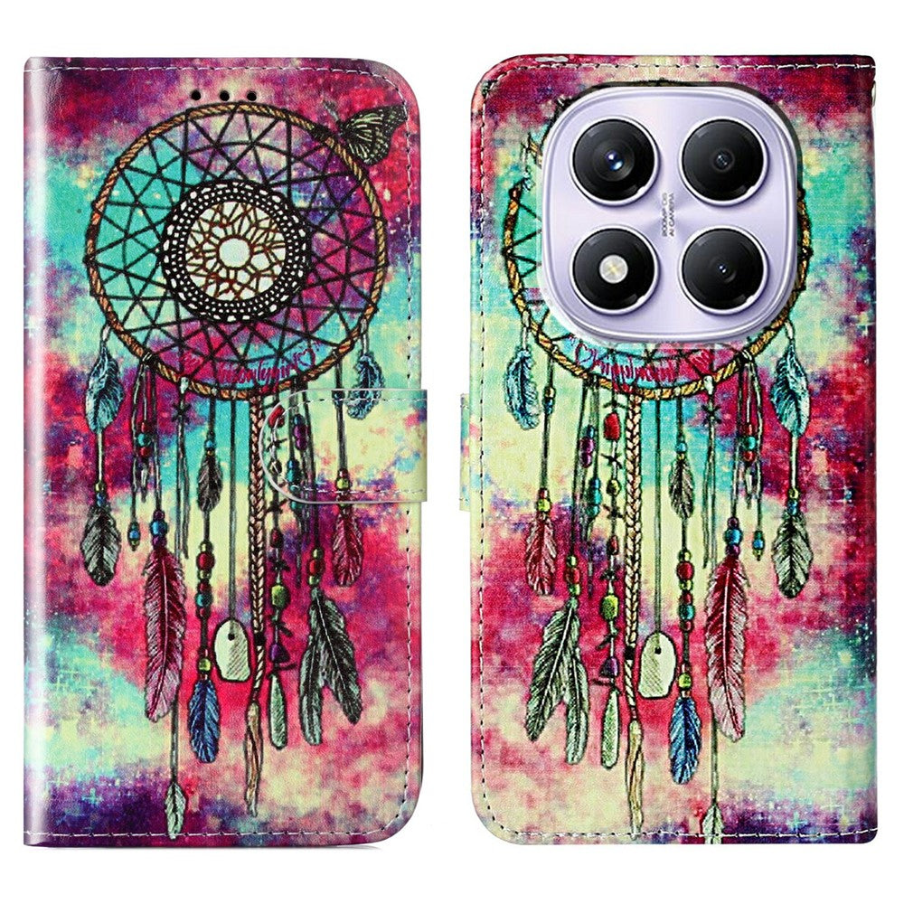 For Xiaomi Redmi Note 14 Pro 4G Case Marble Painted Wallet Stand Folio Leather Cover with Flip Design