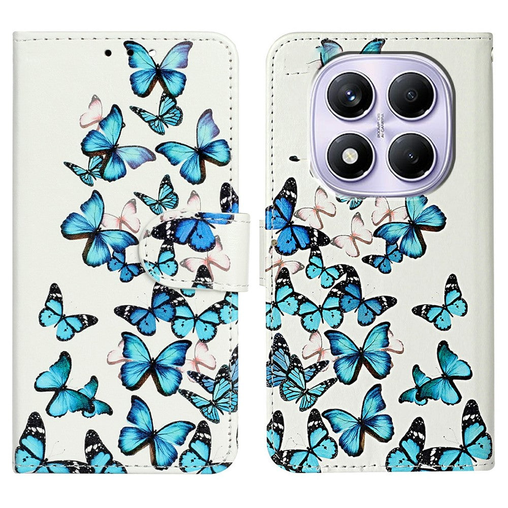 For Xiaomi Redmi Note 14 Pro 4G Case Marble Painted Wallet Stand Folio Leather Cover with Flip Design