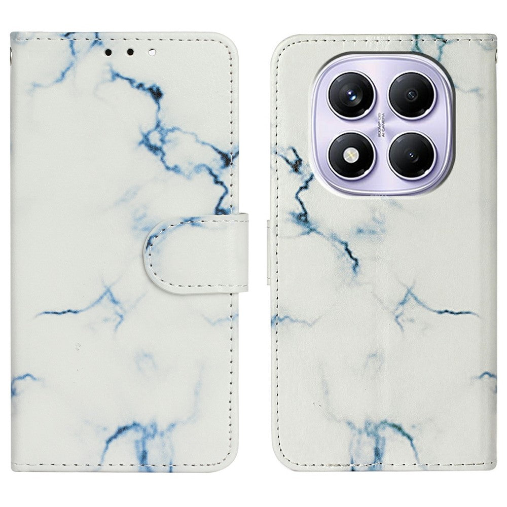 For Xiaomi Redmi Note 14 Pro 4G Case Marble Painted Wallet Stand Folio Leather Cover with Flip Design