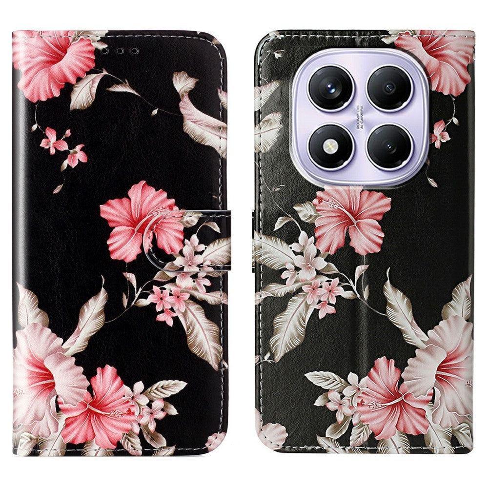 For Xiaomi Redmi Note 14 Pro 4G Case Marble Painted Wallet Stand Folio Leather Cover with Flip Design