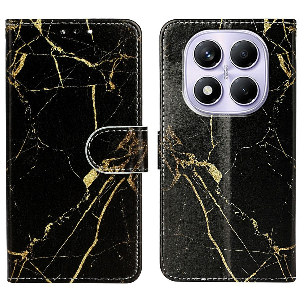 For Xiaomi Redmi Note 14 Pro 4G Case Marble Painted Wallet Stand Folio Leather Cover with Flip Design