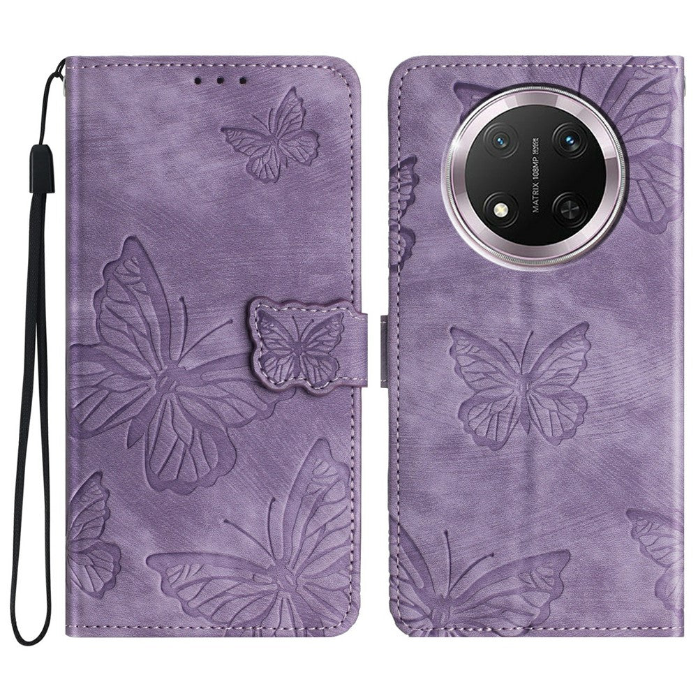 Phone Case For Honor X9c 5G / Magic7 Lite 5G / X60 Pro 5G Butterfly Design Flip Wallet Leather Cover Skin-Touch
