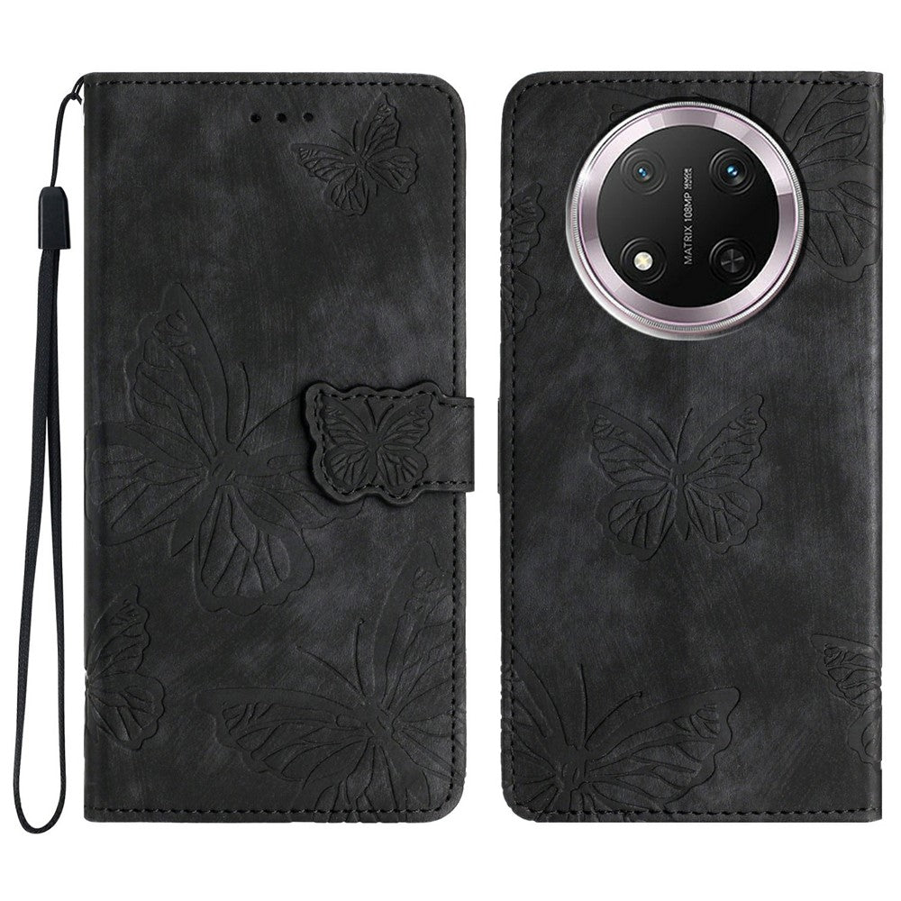 Phone Case For Honor X9c 5G / Magic7 Lite 5G / X60 Pro 5G Butterfly Design Flip Wallet Leather Cover Skin-Touch