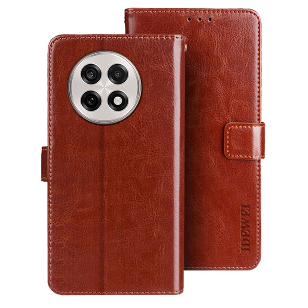 IDEWEI For OnePlus 13R 5G Stand Case Crazy Horse Texture Leather Phone Cover