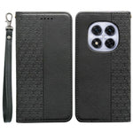 For Xiaomi Redmi Note 14 Pro 4G Wallet Phone Case Checkered Pattern Imprint Leather Flip Cover with Wrist Strap