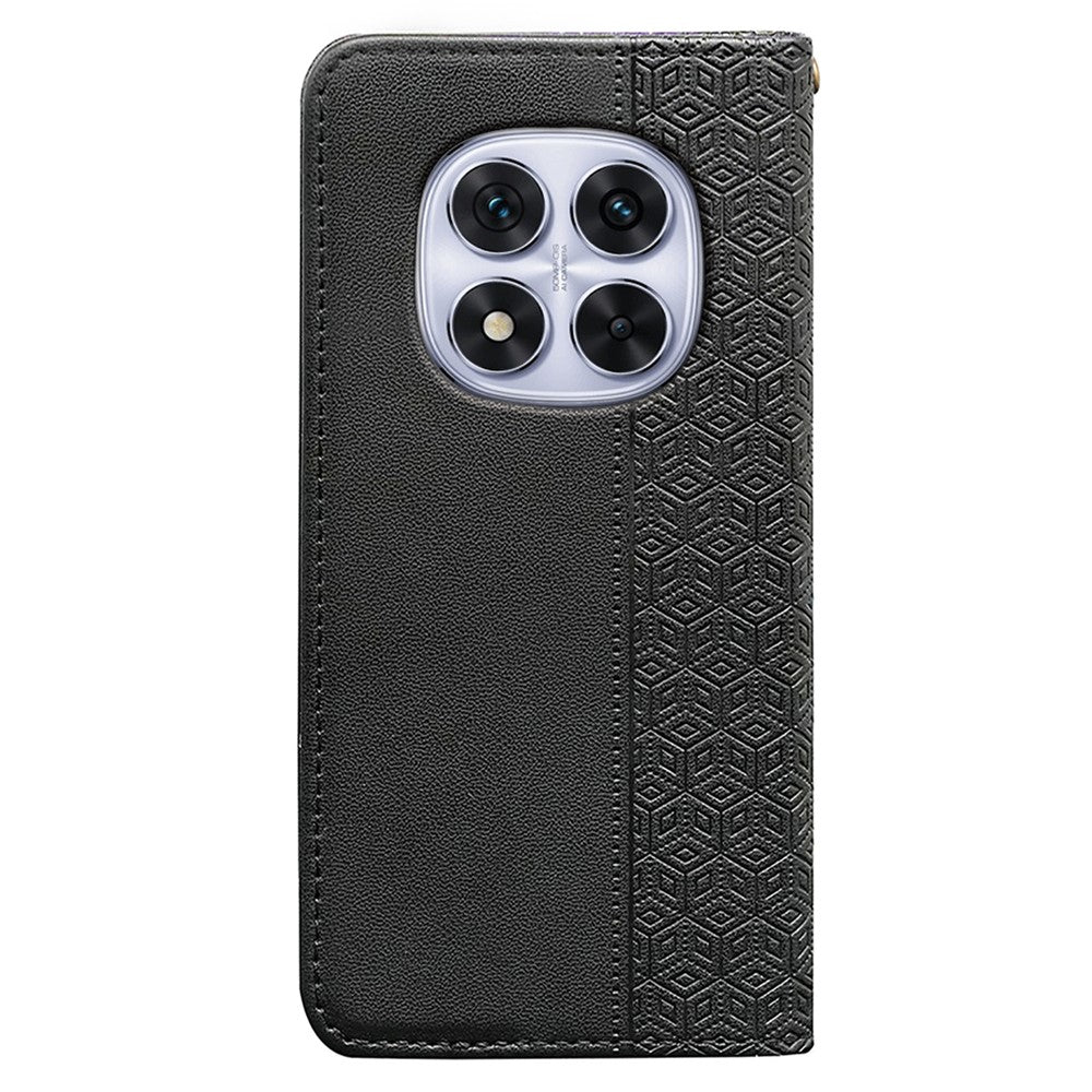 For Xiaomi Redmi Note 14 Pro 4G Wallet Phone Case Checkered Pattern Imprint Leather Flip Cover with Wrist Strap