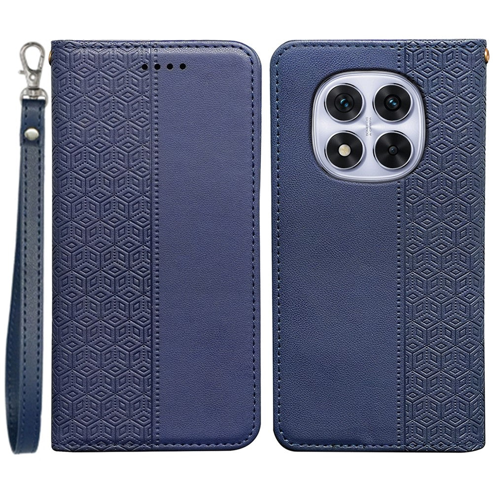 For Xiaomi Redmi Note 14 Pro 4G Wallet Phone Case Checkered Pattern Imprint Leather Flip Cover with Wrist Strap