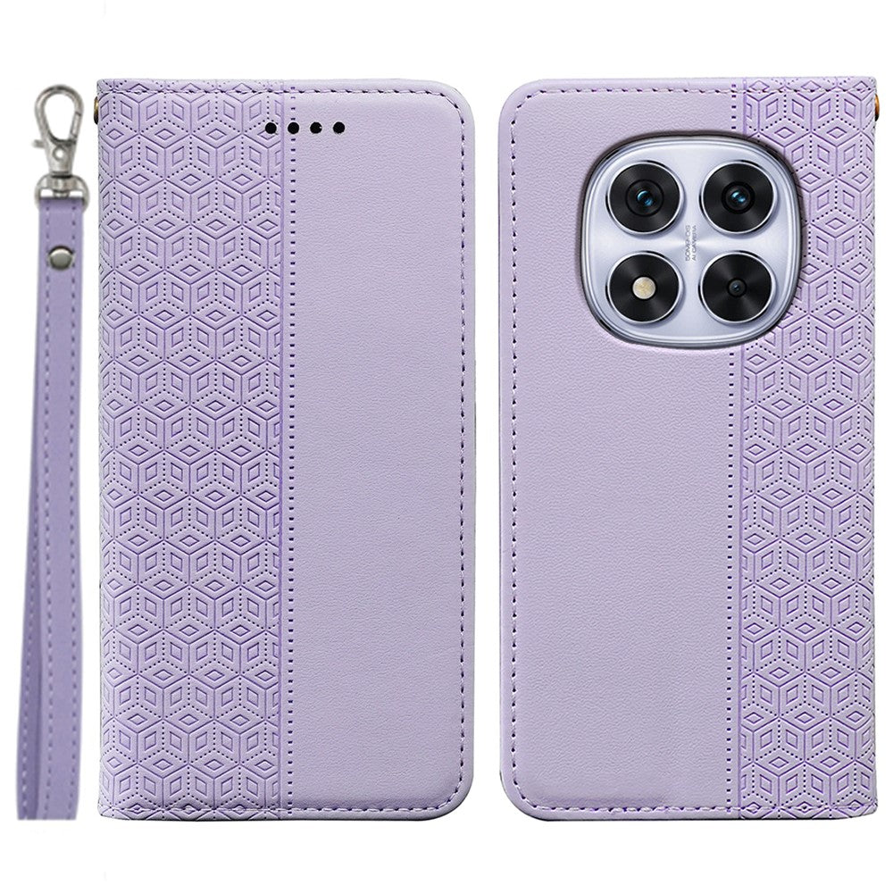 For Xiaomi Redmi Note 14 Pro 4G Wallet Phone Case Checkered Pattern Imprint Leather Flip Cover with Wrist Strap