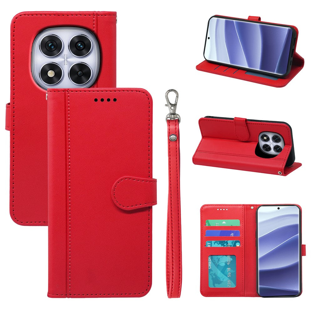 For Xiaomi Redmi Note 14 Pro 4G Wallet Case Magnetic Snap Leather Phone Cover with Strap