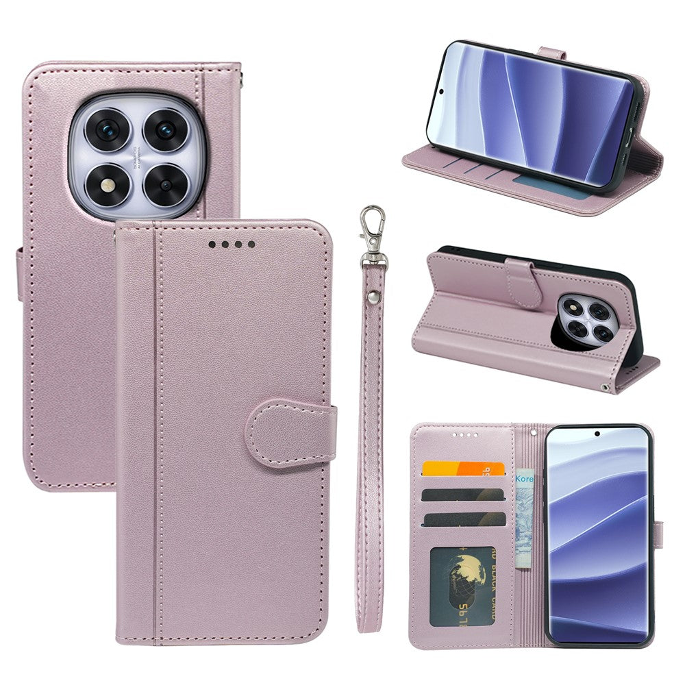 For Xiaomi Redmi Note 14 Pro 4G Wallet Case Magnetic Snap Leather Phone Cover with Strap