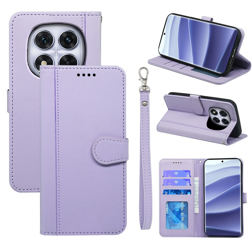 For Xiaomi Redmi Note 14 Pro 4G Wallet Case Magnetic Snap Leather Phone Cover with Strap