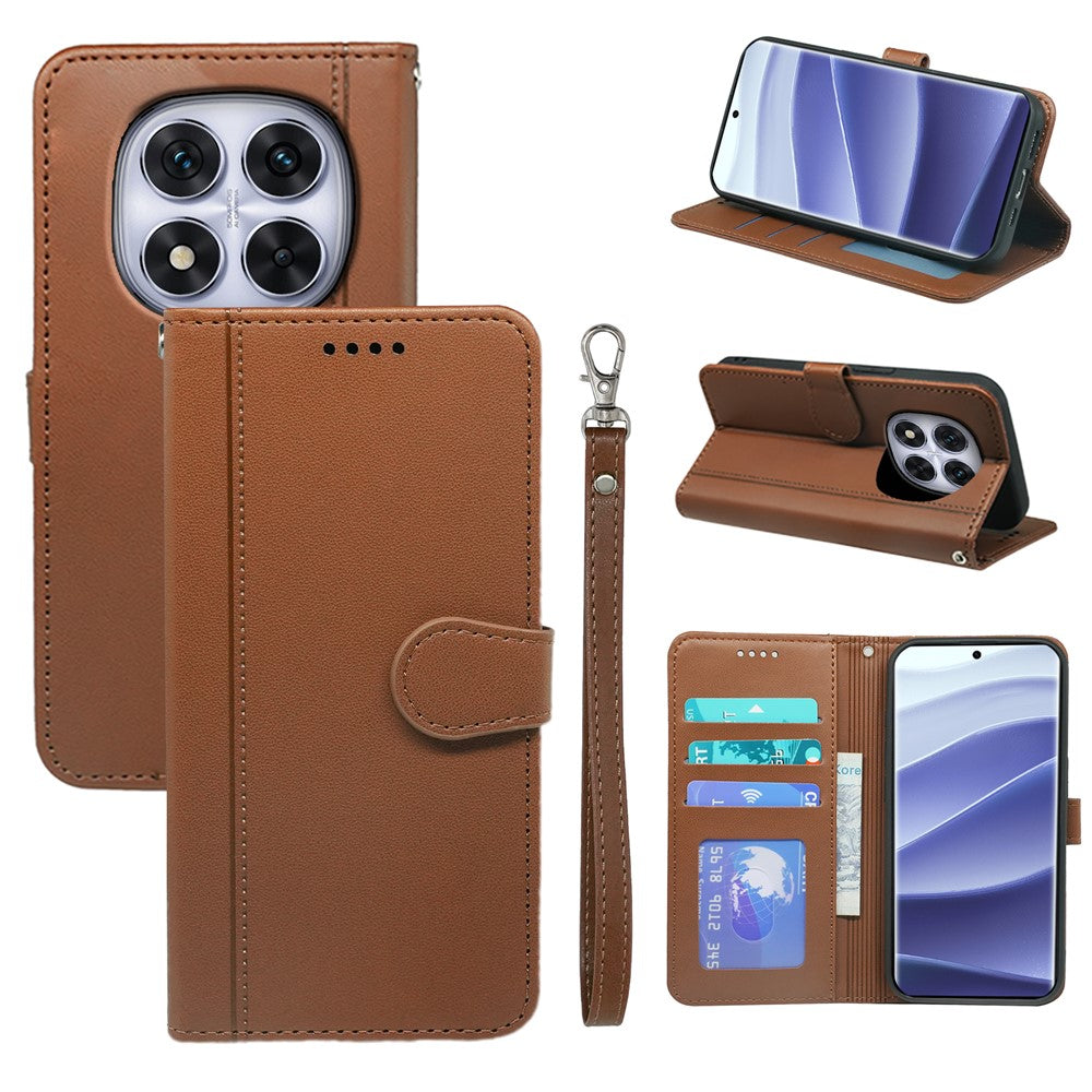 For Xiaomi Redmi Note 14 Pro 4G Wallet Case Magnetic Snap Leather Phone Cover with Strap