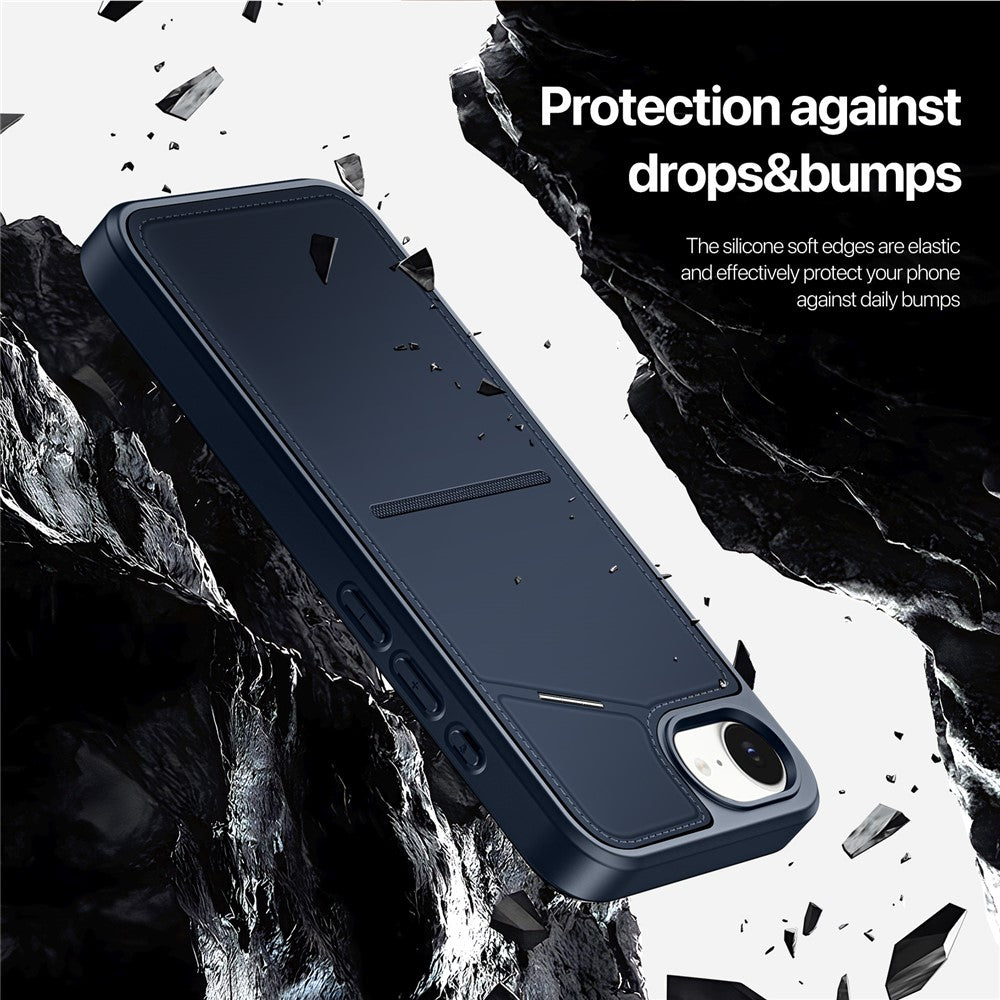 DUX DUCIS For iPhone 17e / 16e Magnetic Case Rafi II Series Leather Back Cover with RFID Blocking Card Slots