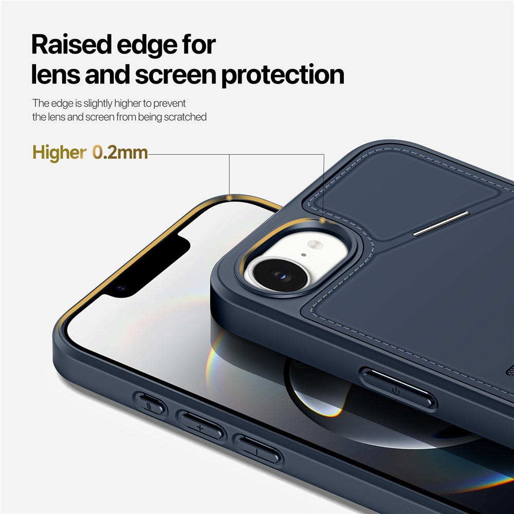 DUX DUCIS For iPhone 17e / 16e Magnetic Case Rafi II Series Leather Back Cover with RFID Blocking Card Slots