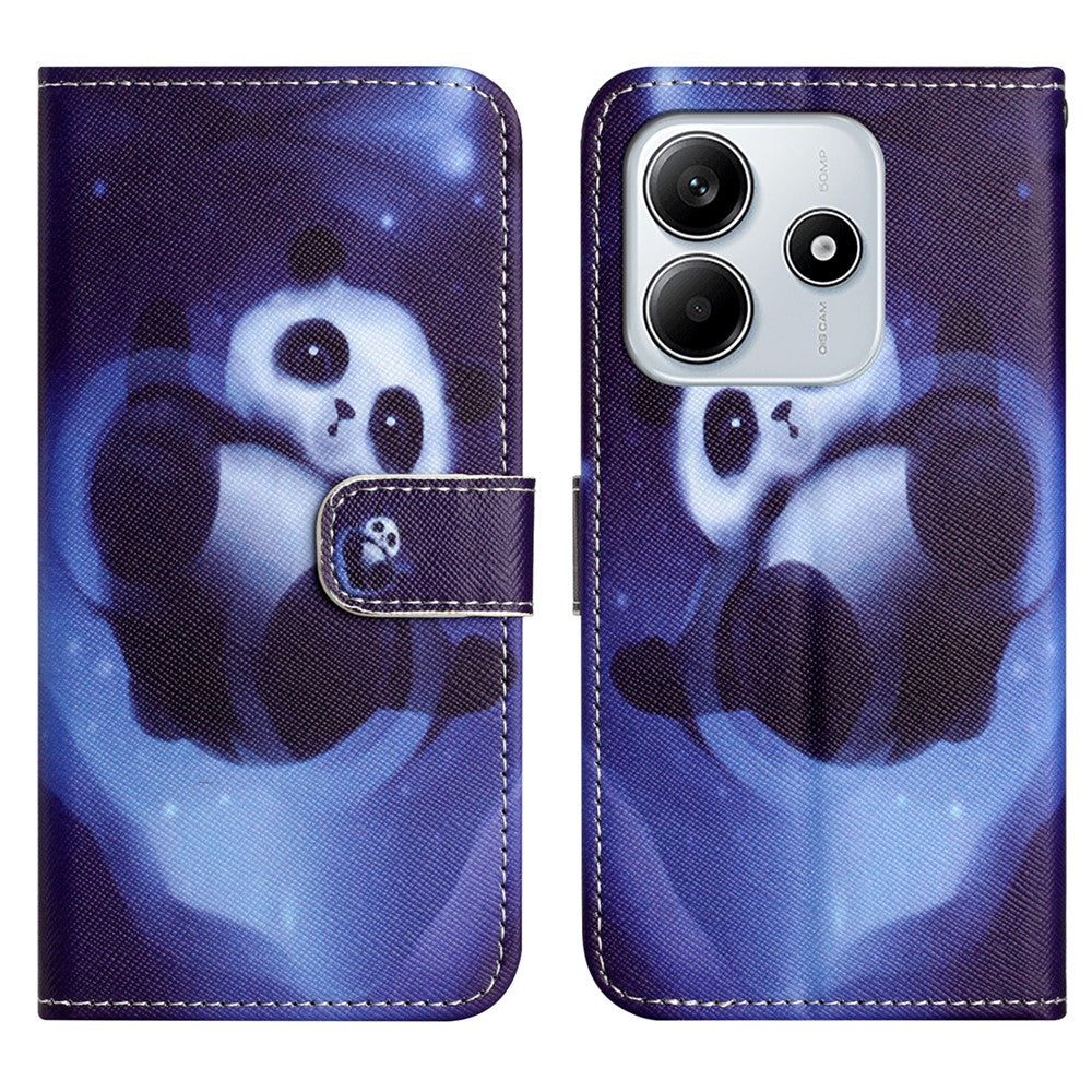 Xiaomi Redmi Note 14 4G (164.84mm) Fodral Mönster Tryck PU Läder Plånboksfodral mobilskal Korsstruktur
