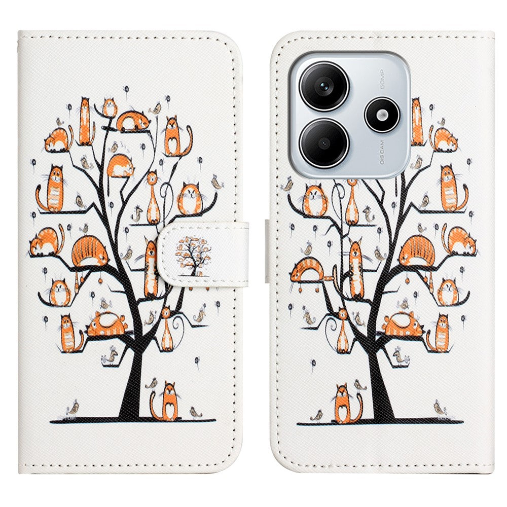 For Xiaomi Redmi Note 14 4G (164.84mm) Case Pattern Print PU Leather Wallet Phone Cover Cross Texture