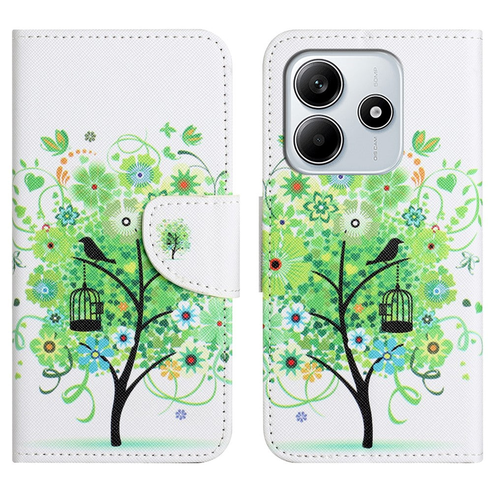 For Xiaomi Redmi Note 14 4G (164.84mm) Case Pattern Printing Cross Texture Leather Phone Cover