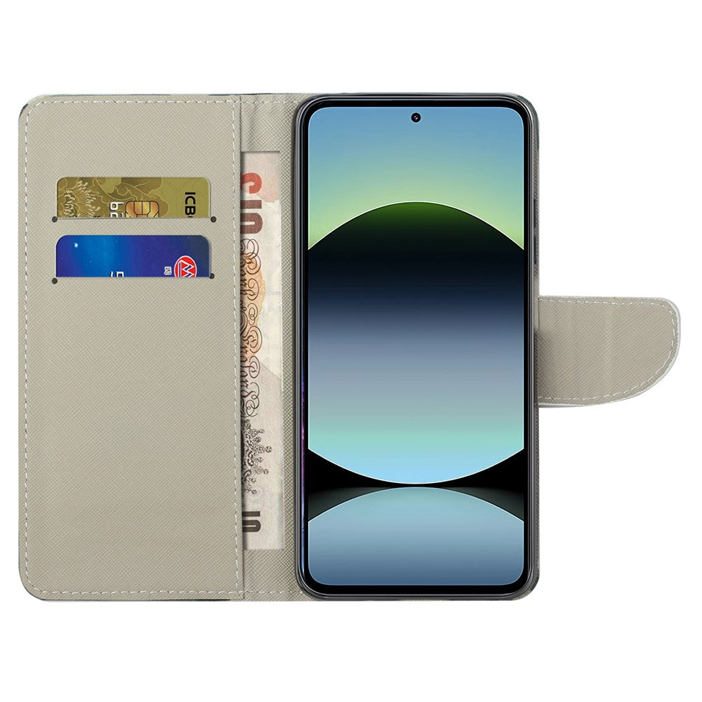 For Xiaomi Redmi Note 14 4G (164.84mm) Case Pattern Printing Cross Texture Leather Phone Cover