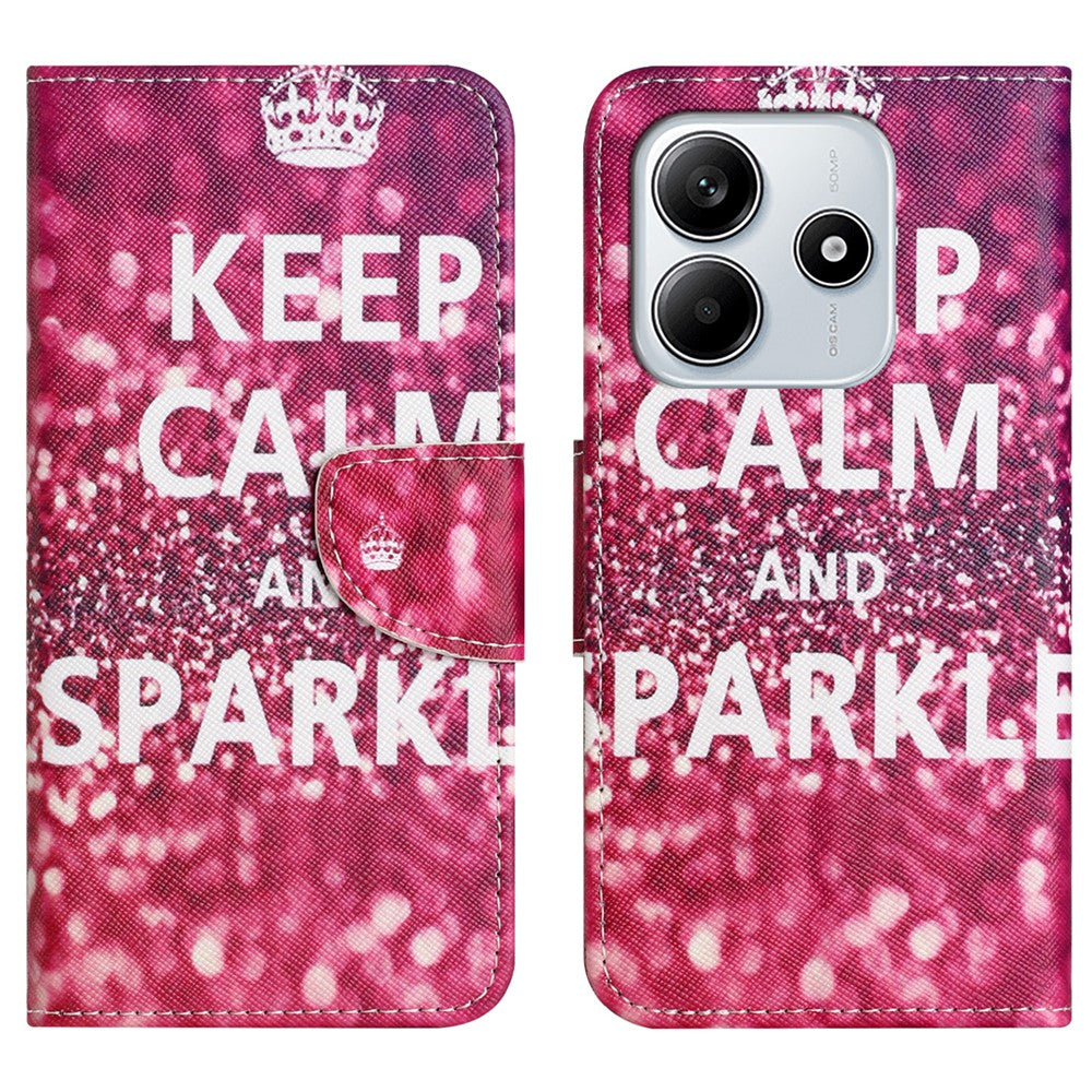 For Xiaomi Redmi Note 14 4G (164.84mm) Case Pattern Printing Cross Texture Leather Phone Cover