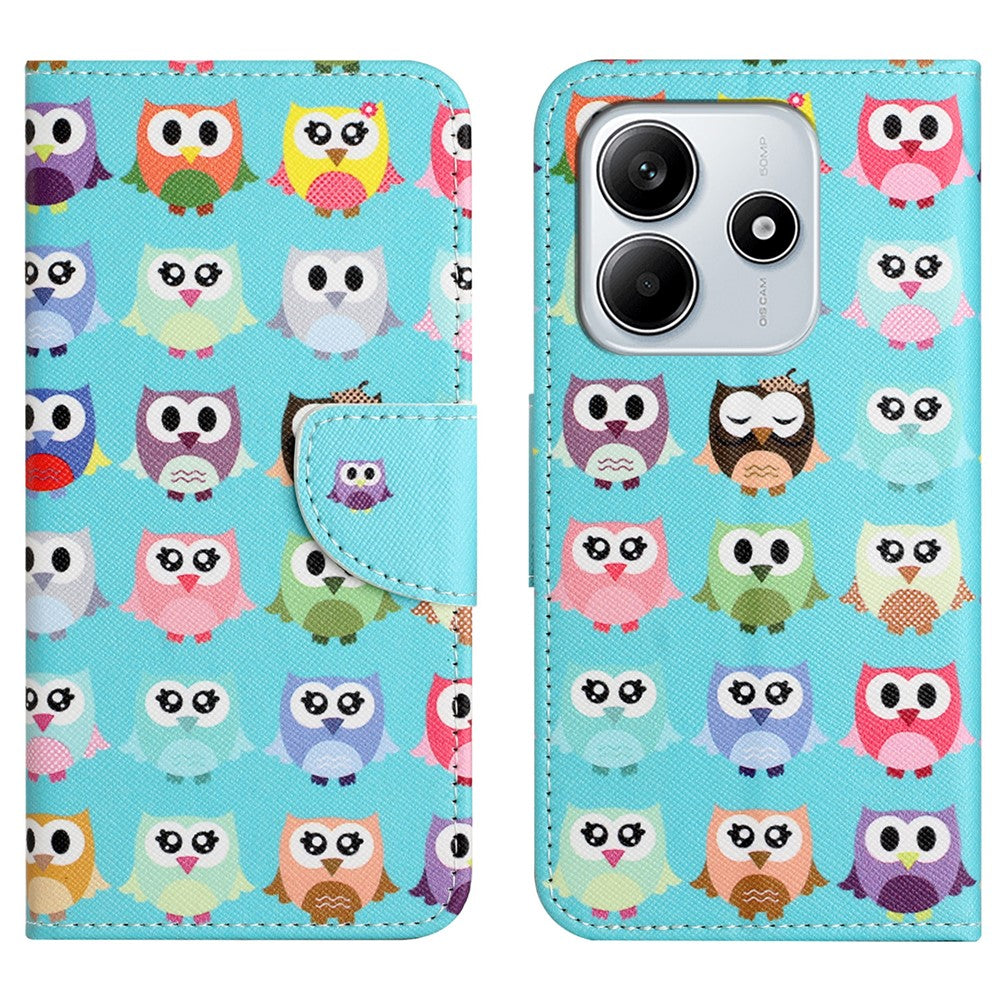 For Xiaomi Redmi Note 14 4G (164.84mm) Case Pattern Printing Cross Texture Leather Phone Cover