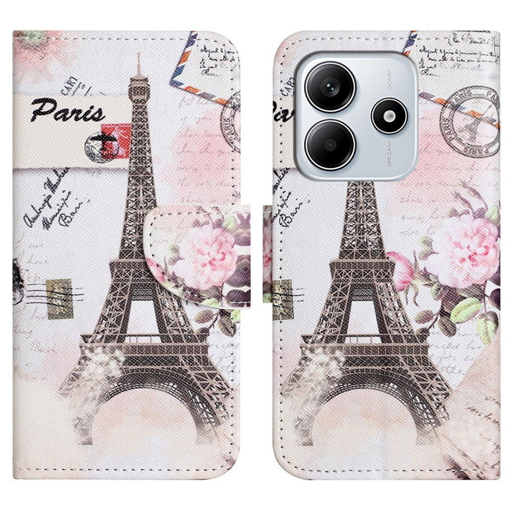 For Xiaomi Redmi Note 14 4G (164.84mm) Case Pattern Printing Cross Texture Leather Phone Cover