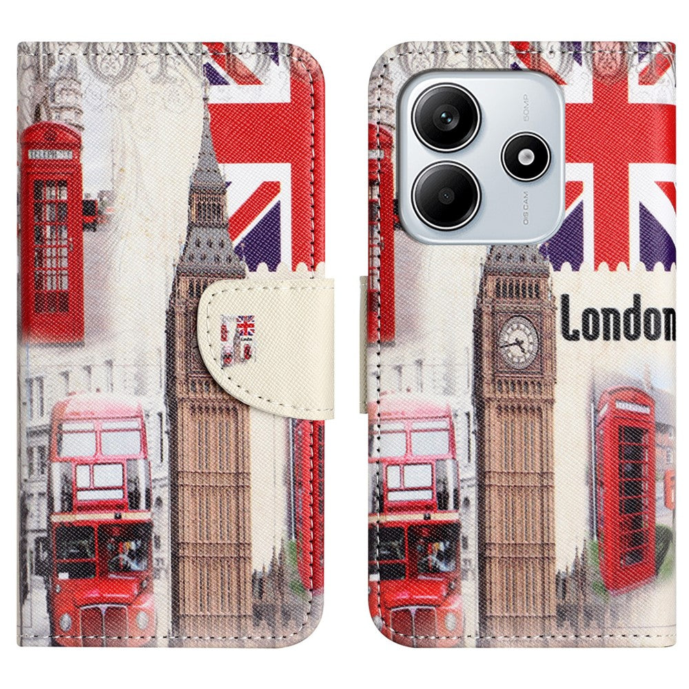 For Xiaomi Redmi Note 14 4G (164.84mm) Case Pattern Printing Cross Texture Leather Phone Cover