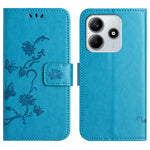 For Xiaomi Redmi Note 14 4G (164.84mm) Case Wallet Stand Imprinted Butterfly Flower PU Leather Phone Cover